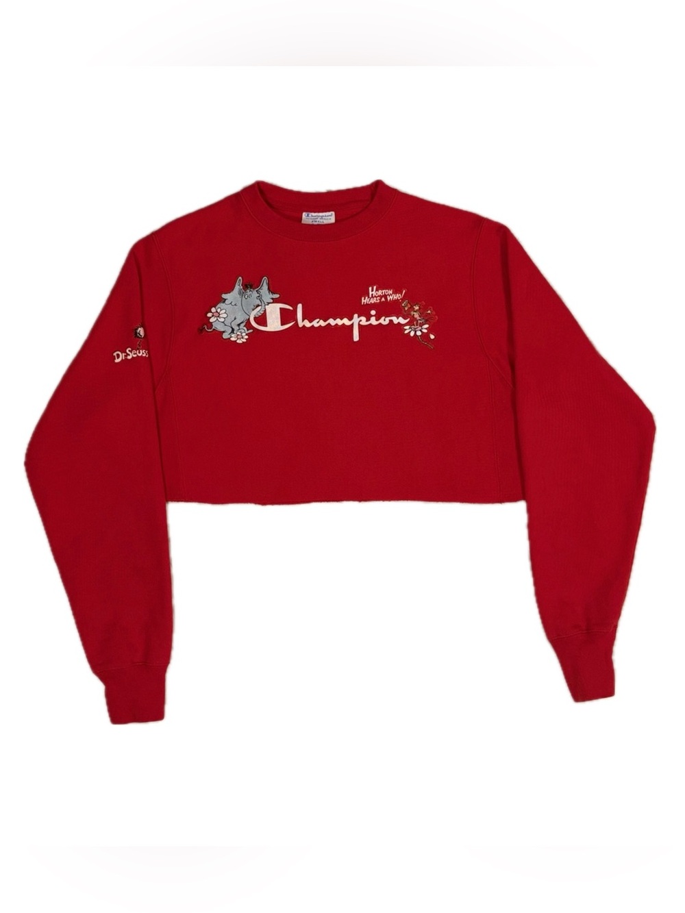 Horton Hears A Who Champion Reverse Weave Red Crop Top Sweatshirt Women Small